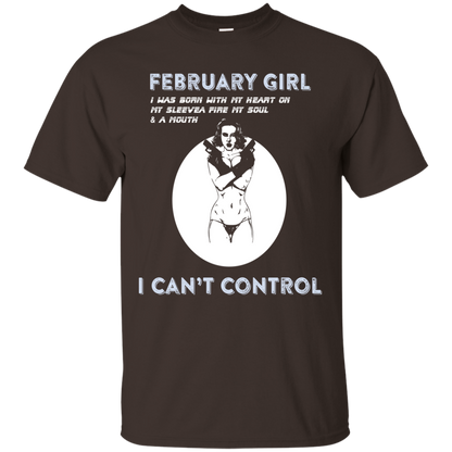 February Girl I Was Born With My Heart T-shirt Dark Chocolate