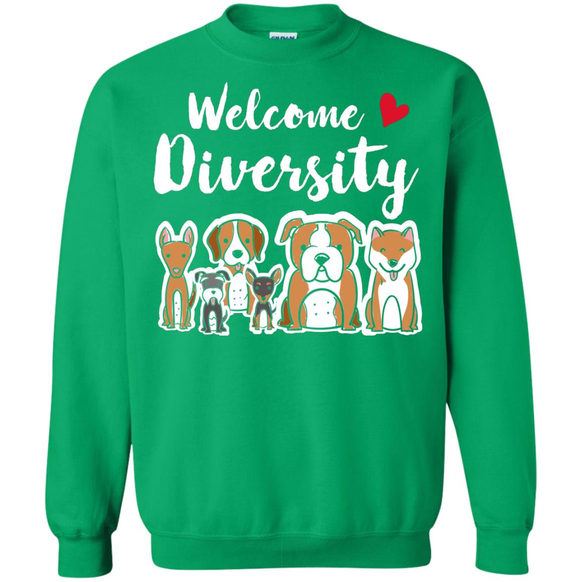 Dog Lover T-shirt Welcome Diversity Irish Green