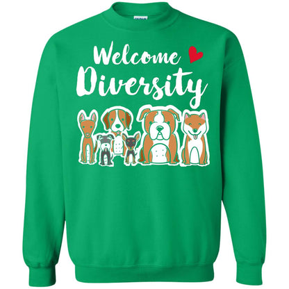 Dog Lover T-shirt Welcome Diversity Irish Green