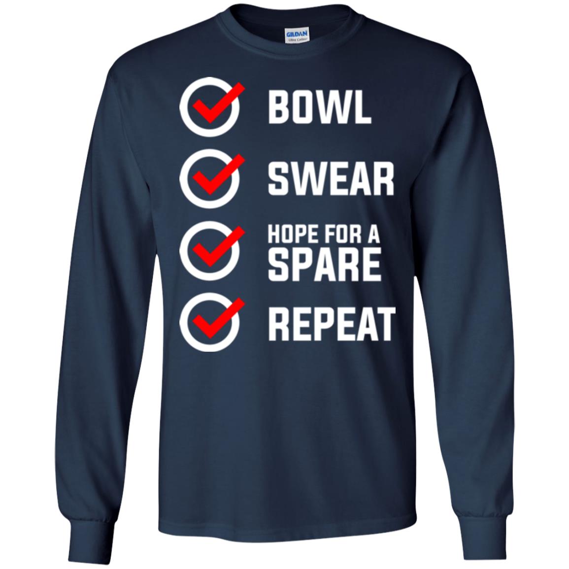 Bowling Lover T-shirt Bowl Swear Hope For A Spare Repeat Navy