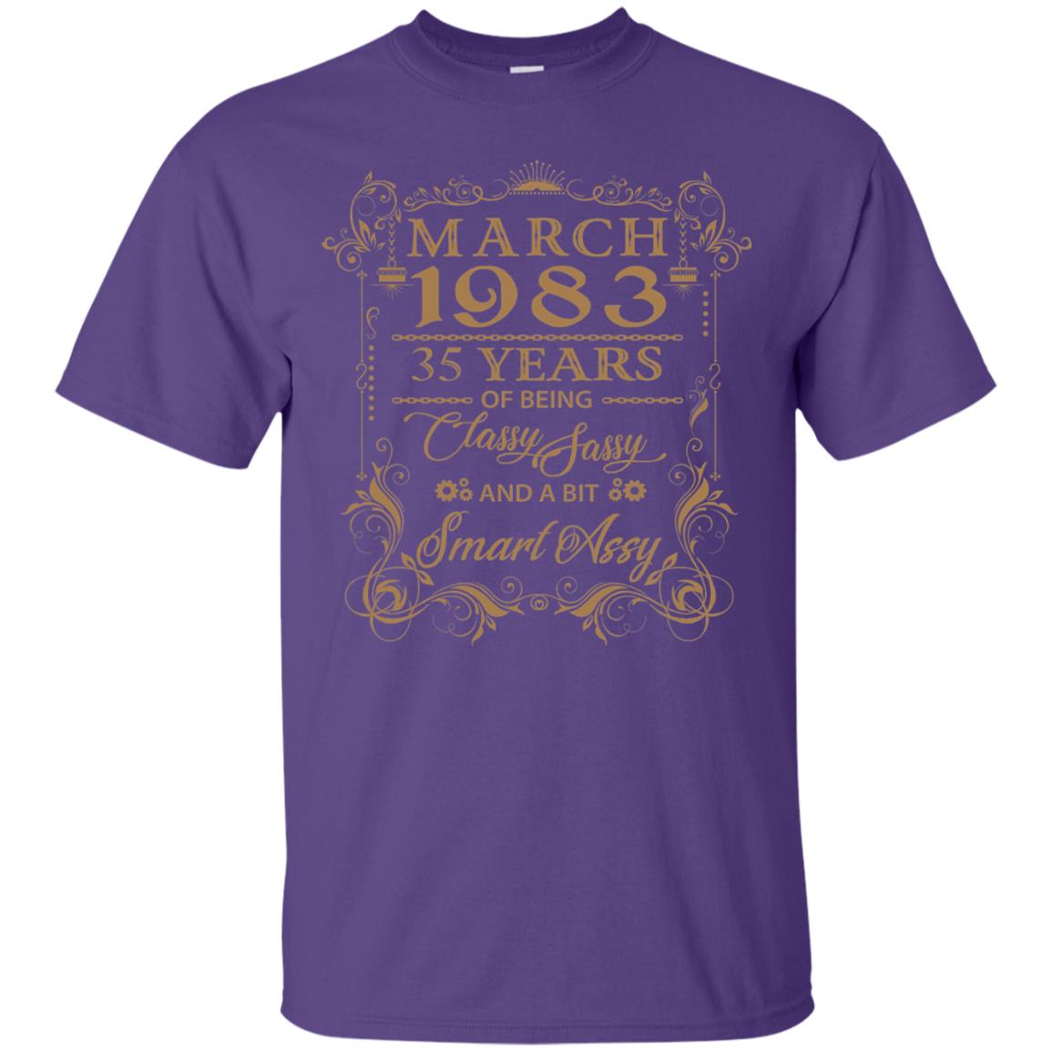 March 1983 35 Years Of Being Classy 35th Birthday T-shirt Purple