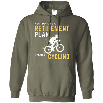 Funny Bicycle Cycling T-shirt Retirement Plan I Plan On Cycling Military Green