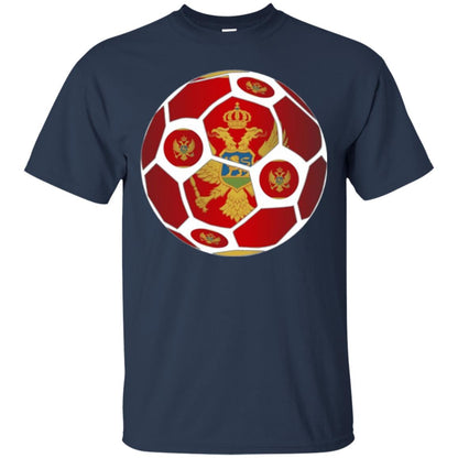 Montenegro Flag Soccer Ball Soccer Lover T-shirt Navy