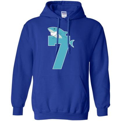 7th Birthday Shark Party Shirt Royal