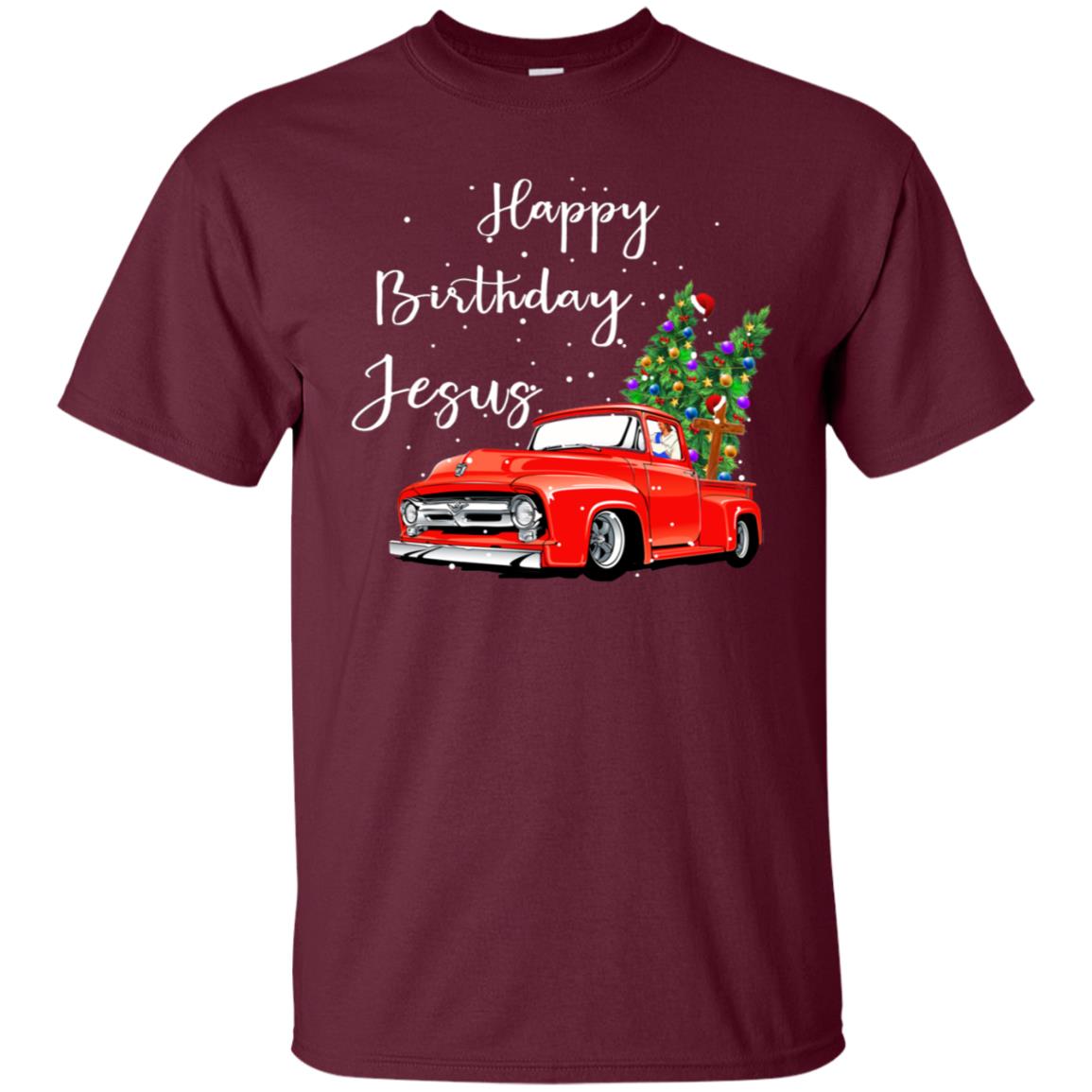 Happy Birthday Jesus Christian Christ X-mas Gift Shirt Maroon