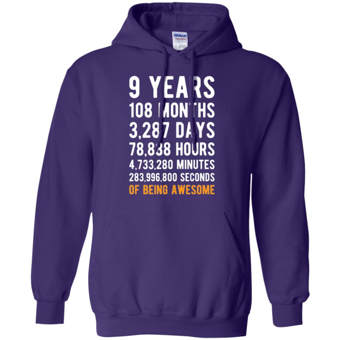 9th Birthday T-shirt 9 Years Old Being Awesome Purple