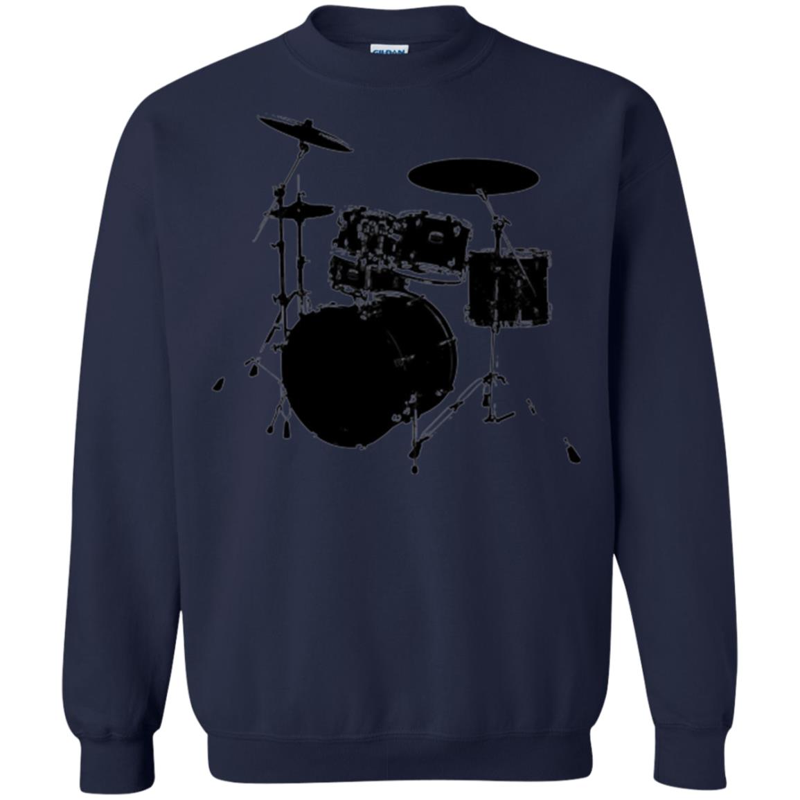 Drum Lovers T-shirt Drum Kit Stencil Print Navy