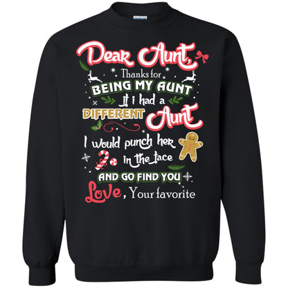 Dear Aunt Thank For Being My Aunt Christmas Holiday T-shirt Black
