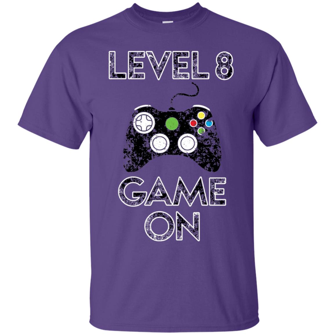 Kids Level 8 Game On 8th Birthday Gift T-shirt Purple