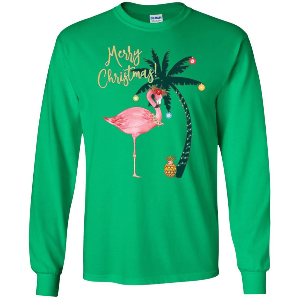 Christmas T-shirt Flamingo Merry Christmas Irish Green