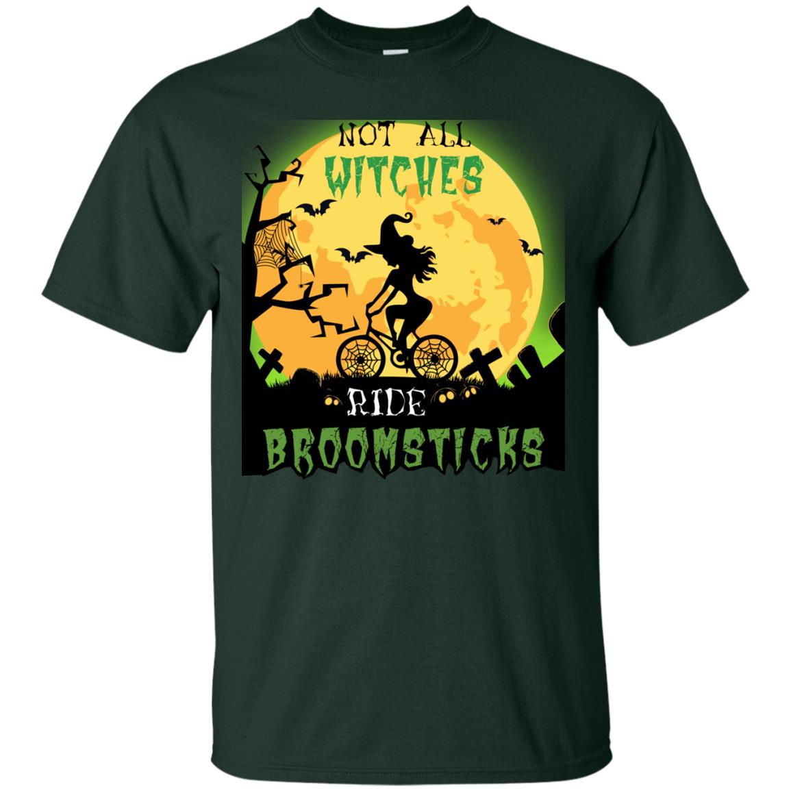 Not All Witches Ride Broomsticks Witches Ride A Bicycle Funny Halloween Shirt Forest