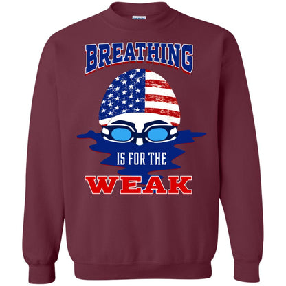 Breathing Is For The Weak Swimmer Gift Shirt Maroon