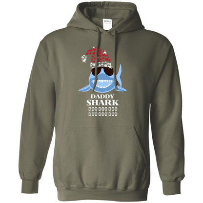 Daddy Shark With Santa Claus Hat Merry X-mas Family Shark Gift Shirt Military Green