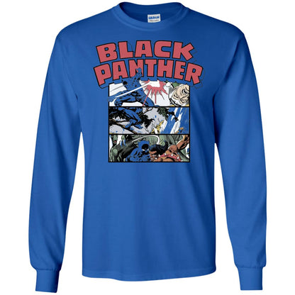 Black Panther Retro Comic Stacked Panel Art T-shirt Royal