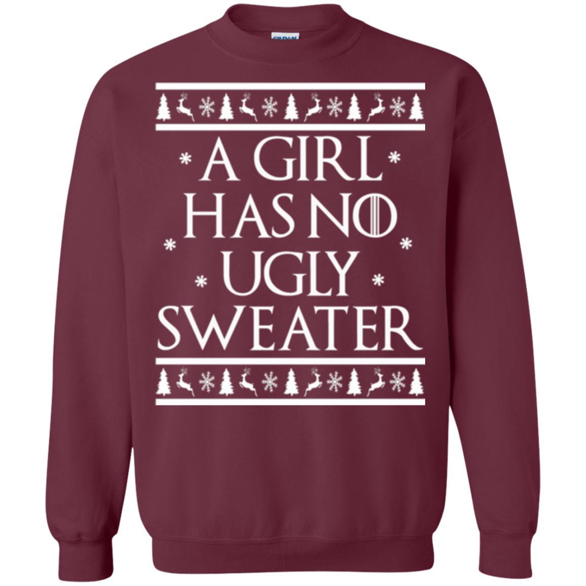 Christmas T-shirt A Girl Has No Ugly Sweater Maroon