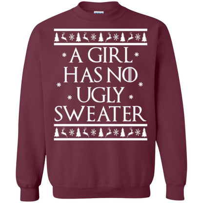 Christmas T-shirt A Girl Has No Ugly Sweater Maroon