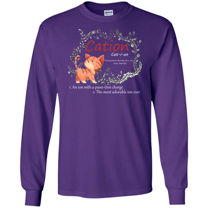 Cation An Ion With A Paws-itive Charge The Most Adorable Ion Ever Positive Thinking Day Shirt Purple