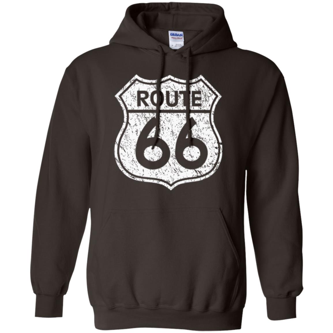 Historical Route 66 Distressed Vintage Look T-shirt Dark Chocolate
