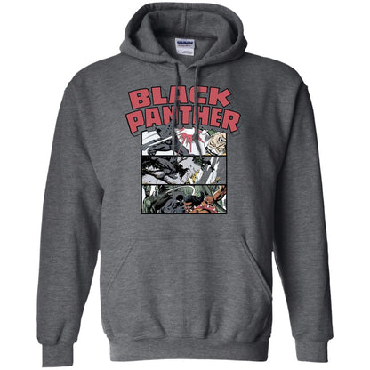 Black Panther Retro Comic Stacked Panel Art T-shirt Dark Heather