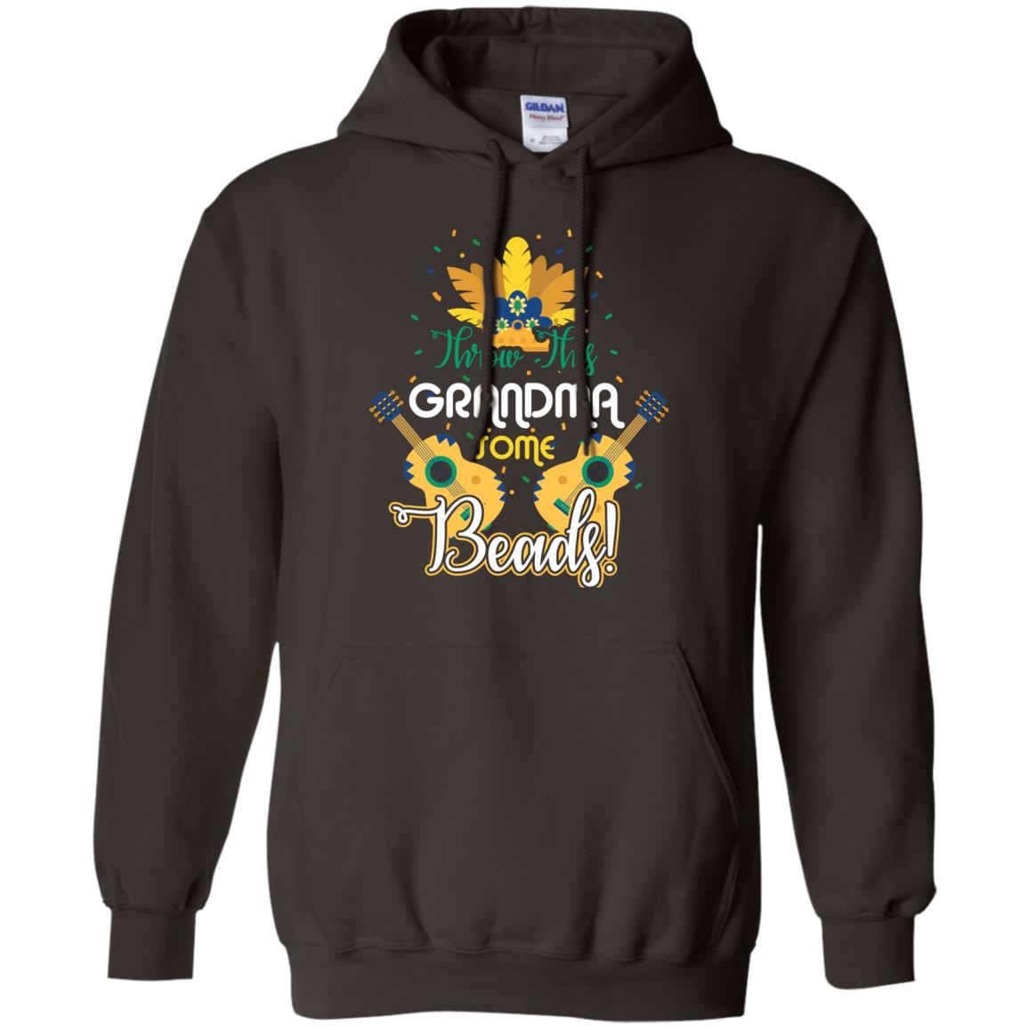 Mardi Gras T-shirt Throw This Grandma Some Beads Dark Chocolate
