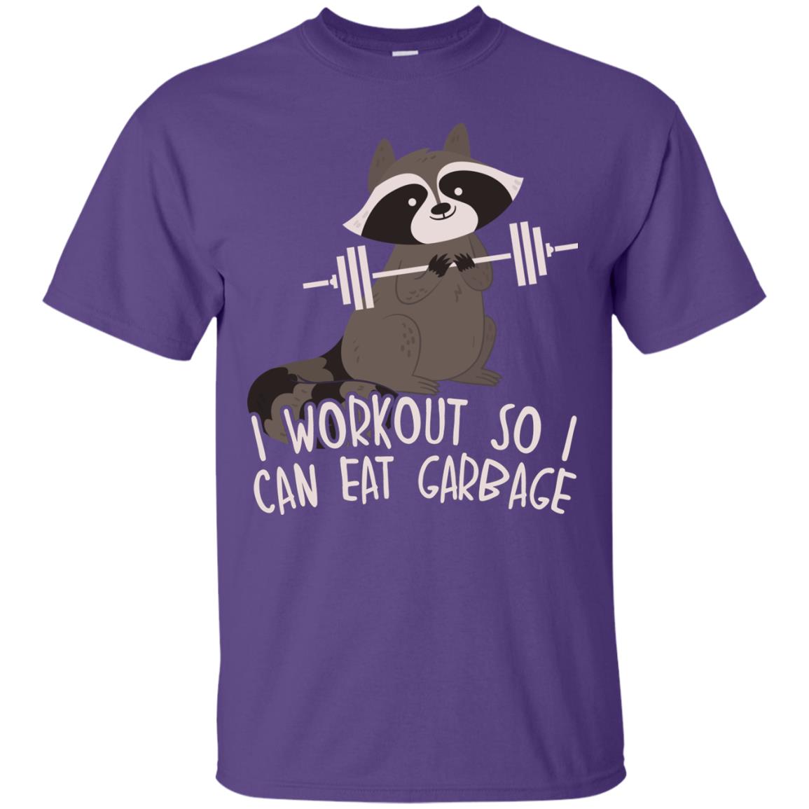 I Workout So I Can Eat Garbage Funny Fitness Raccoon Shirt For Gymer Purple