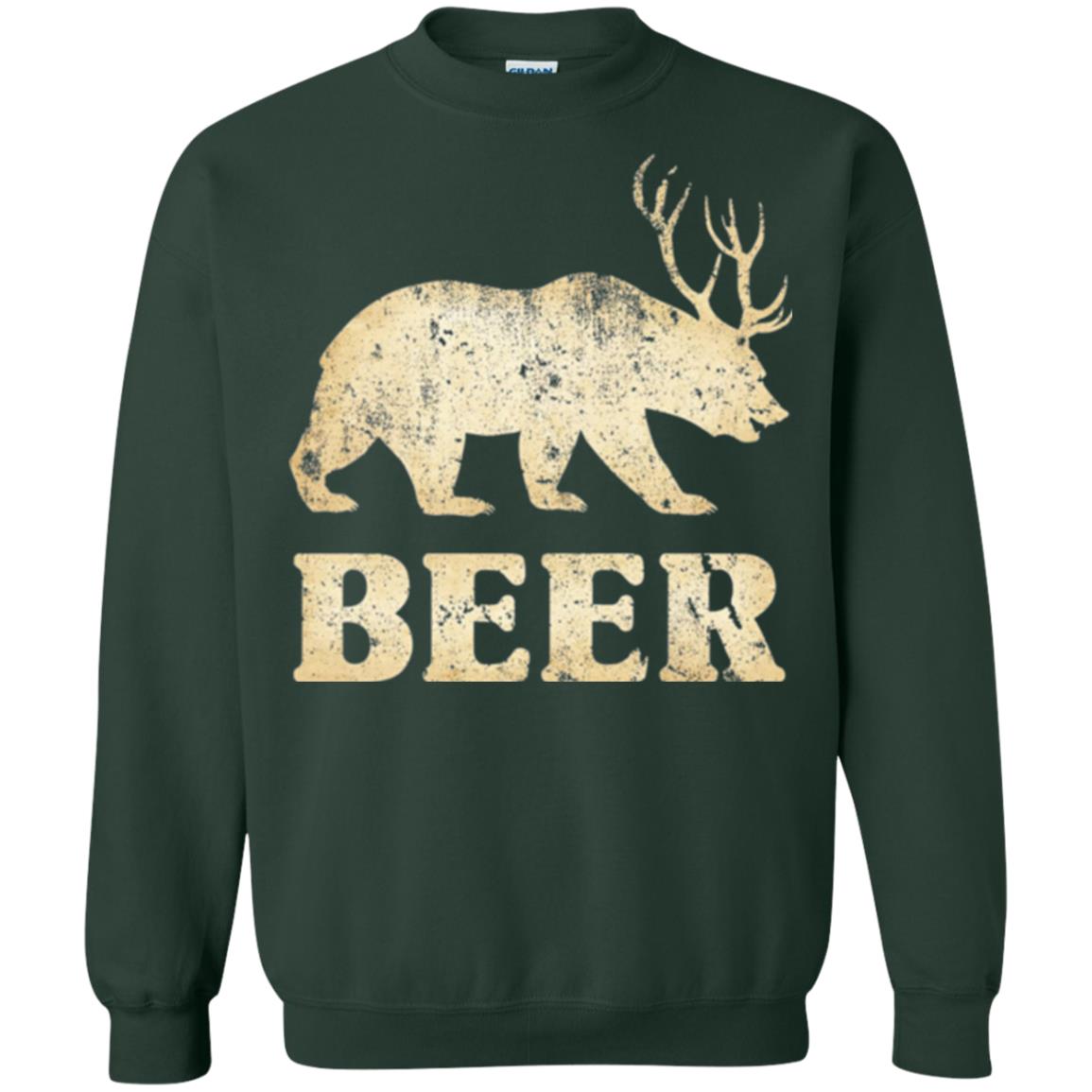 Beer T-shirt Vintage Bear Deer Forest Green