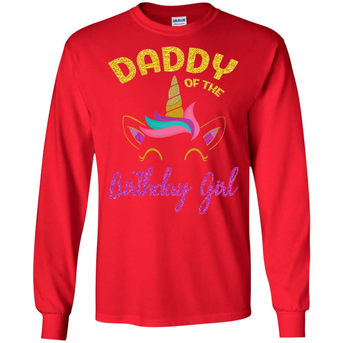Daddy Mommy Of The Unicorn Birthday Girl T-shirt Red