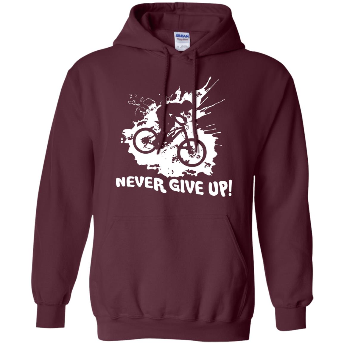 Biker T-shirt Never Give Up Maroon