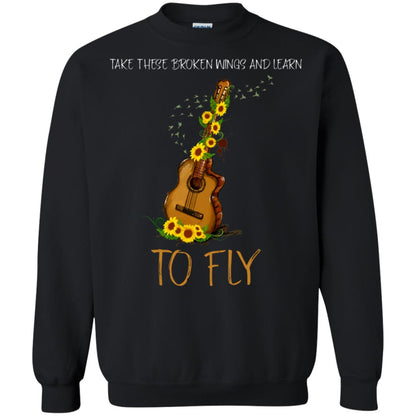 Take These Broken Wings And Learn To Fly Guitar Quote Shirt Black