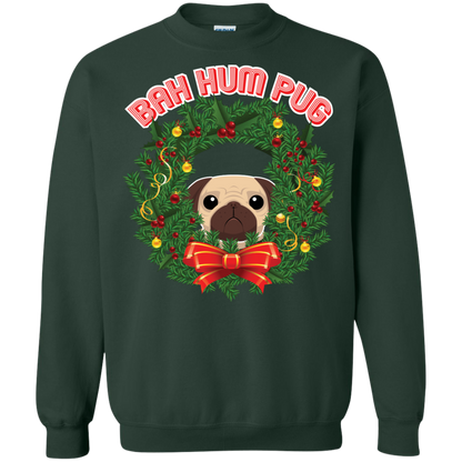 Christmas T-Shirt Bah Hum Pug Forest Green