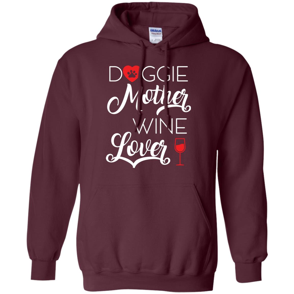 Doggie Mother Wine Lover Dog And Wine Gift Shirt For Mom Maroon