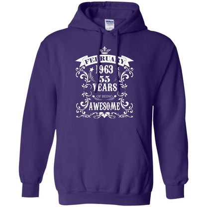 55th Birthday Shirt Awesome Born In February 1963 55 Years Of Being Awesome Purple