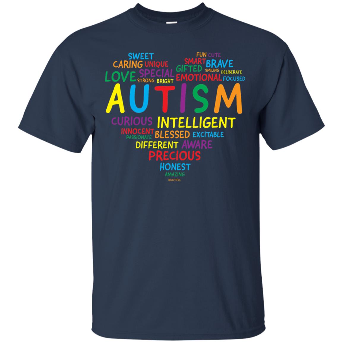 Autism Heart Autism Awareness T-shirt Navy