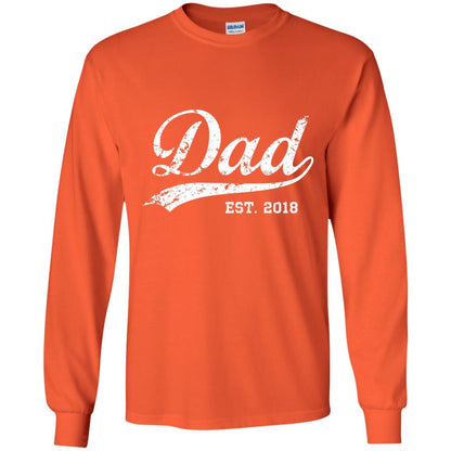 Dad Est. 2018 Vintage New Dad Daddy T-shirt Orange
