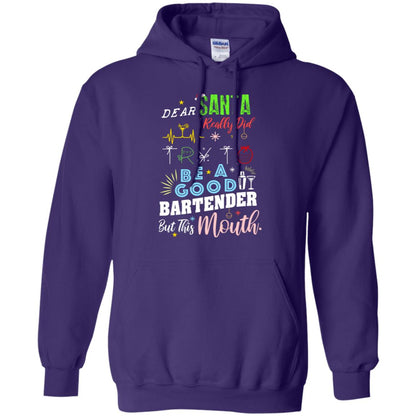 Dear Santa I Really Did Try To Be Good Bartender But This Mouth Gift Shirt Purple