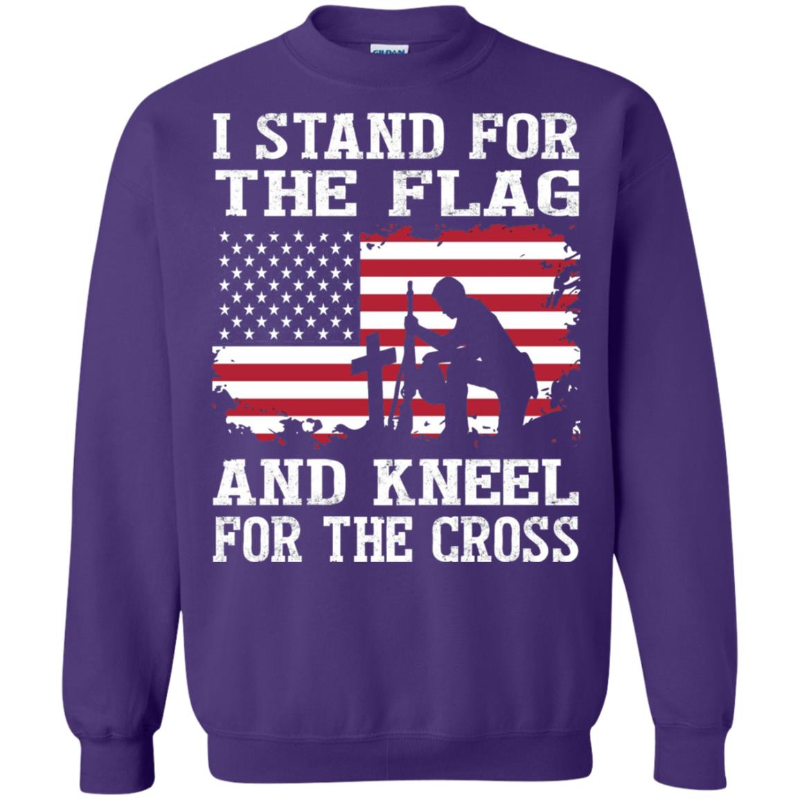 I Stand For The Flag And Kneel For The Cross Military T-shirt Purple