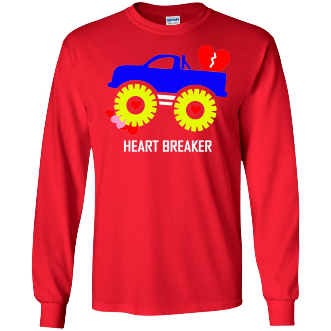 Heart Breaker Cute Blue Monster Truck Valentine_s Day T-shirt Red