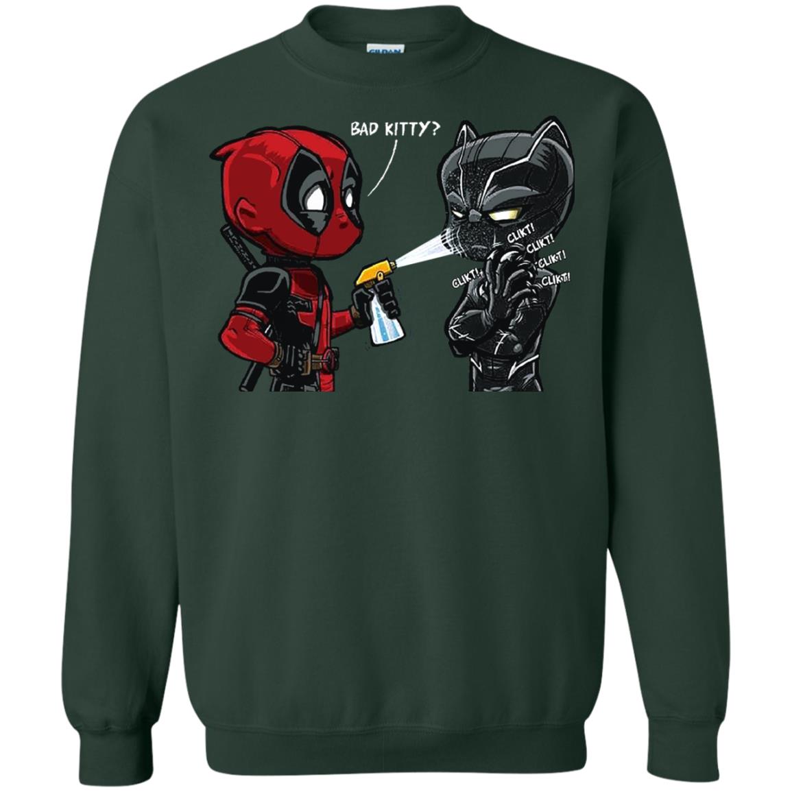 Deadpool Black Panther Bad Kitty Film Lover T-shirt Forest Green
