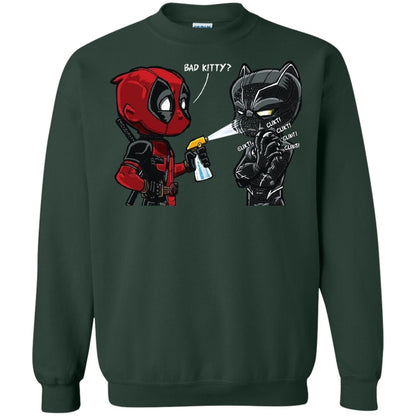 Deadpool Black Panther Bad Kitty Film Lover T-shirt Forest Green