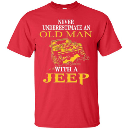 Never Underestimate An Old Man With A Jeep T-shirt Red