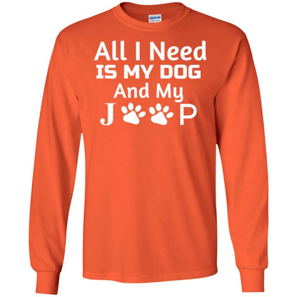 Dogs Lover T-shirt All I Need Is My Dog And My Jeep Orange