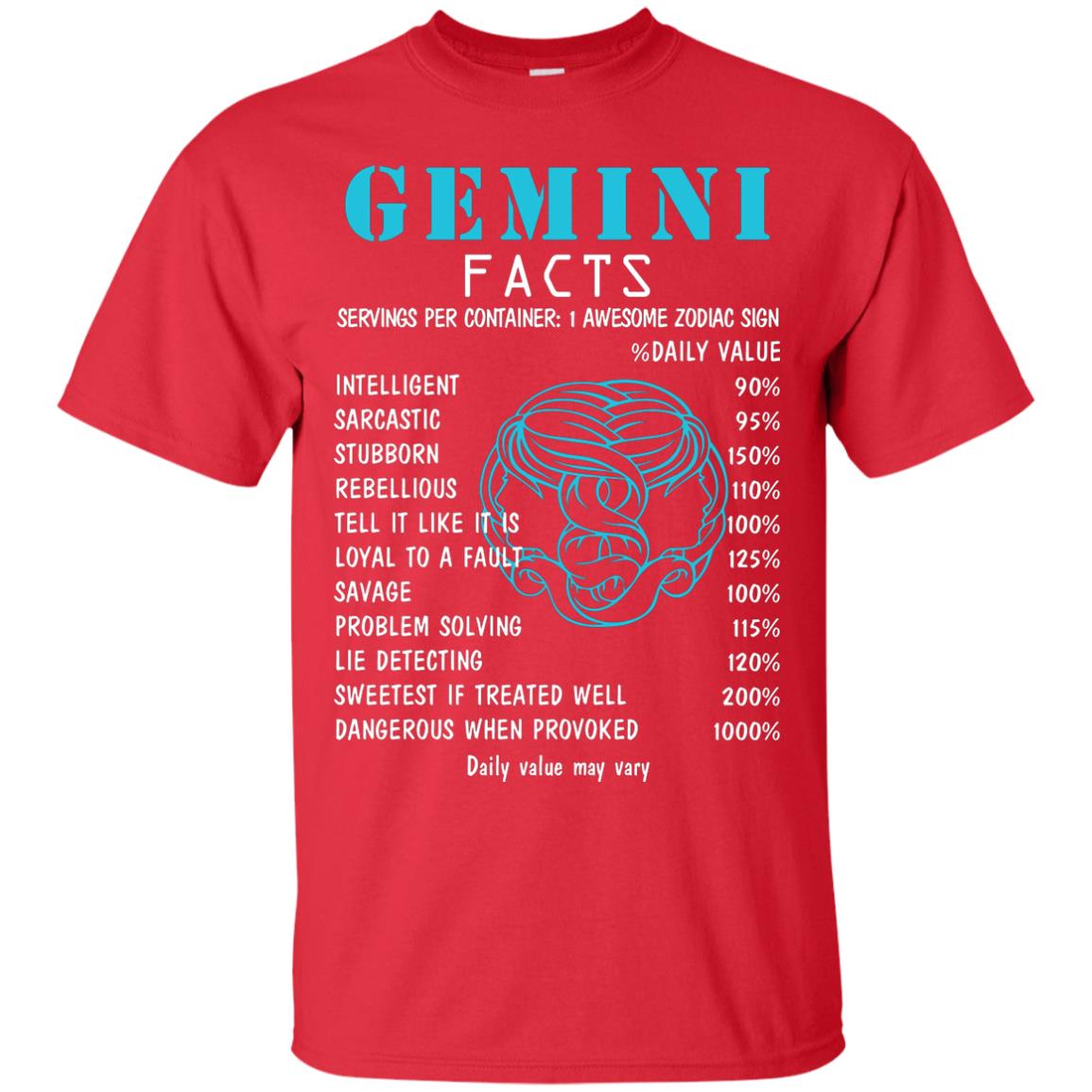 Gemini Facts 1 Awesome Zodiac Sign Gift Shirt For Gemini Horoscope Red