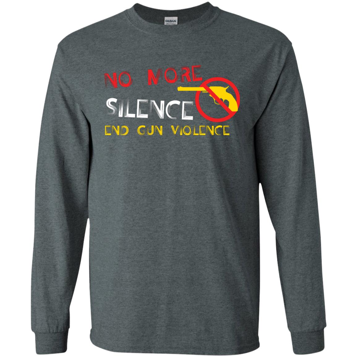 Anti Gun T-shirt No More Silence End Gun Violence Dark Heather