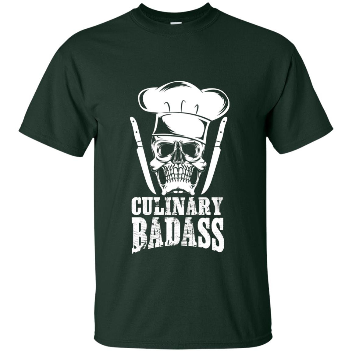 Culinary Badass Funny Chef Skull Knifes Cooking Tshirt Forest