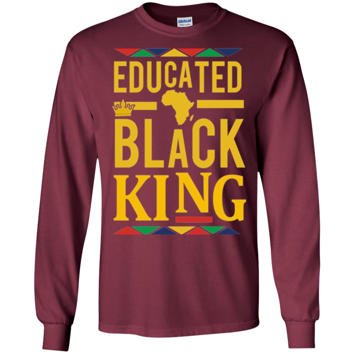 African Dna Pride T-shirt Dashiki Educated Black King Maroon