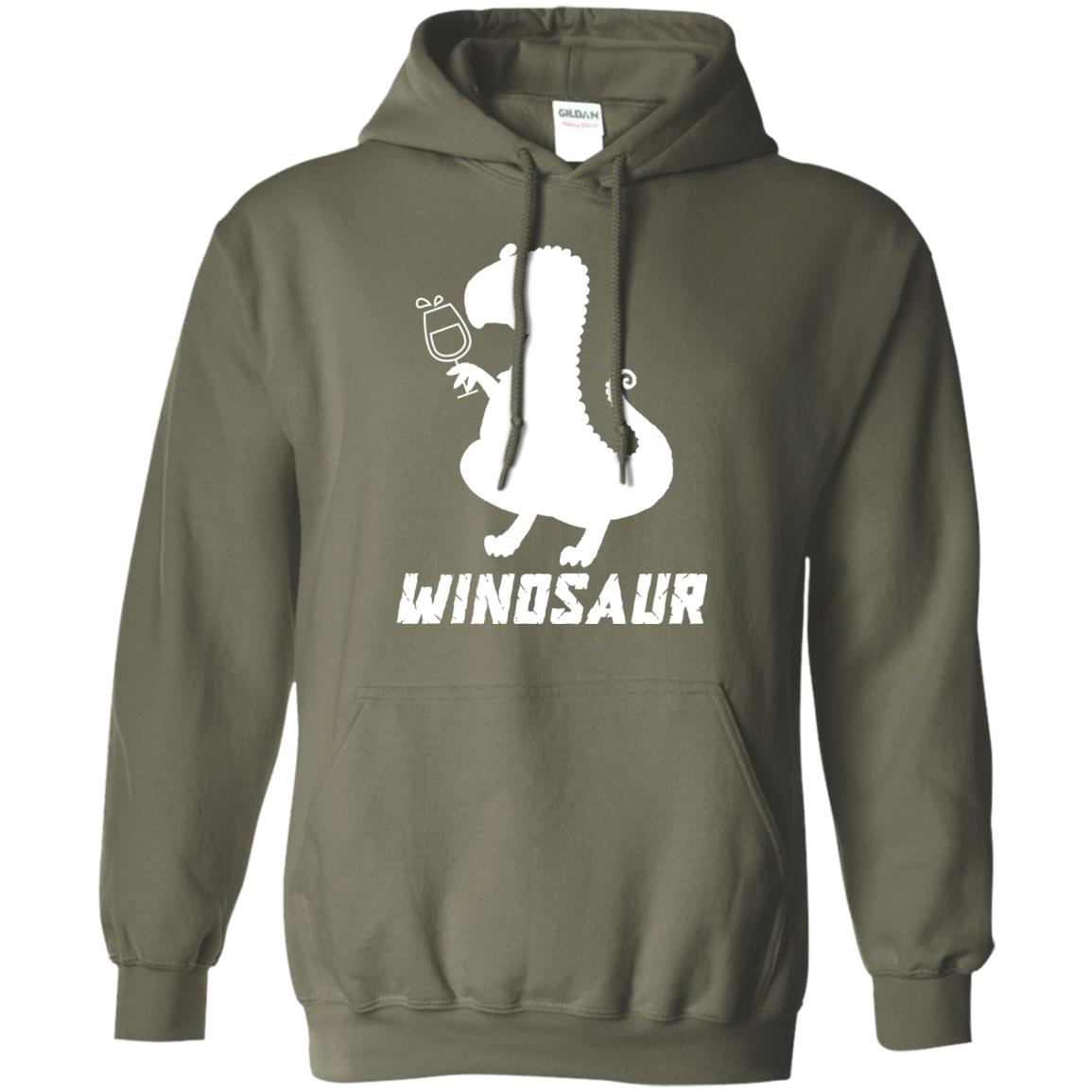 Drinking Party T-shirt Winosaur Wine Dinosaur Military Green