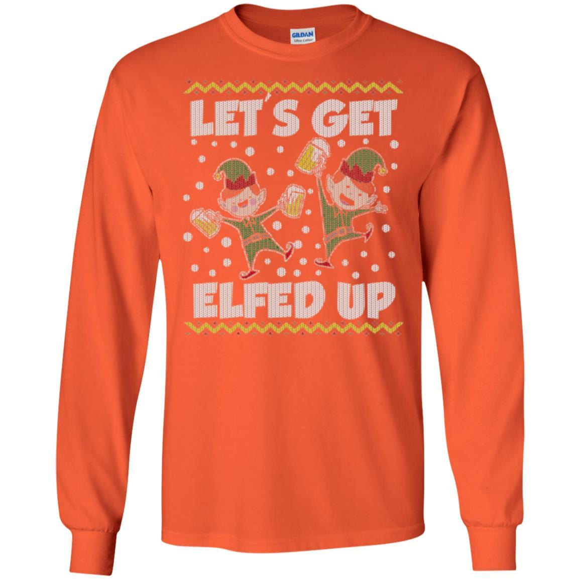 Christmas T-shirt Let's Get Elfed Up Orange