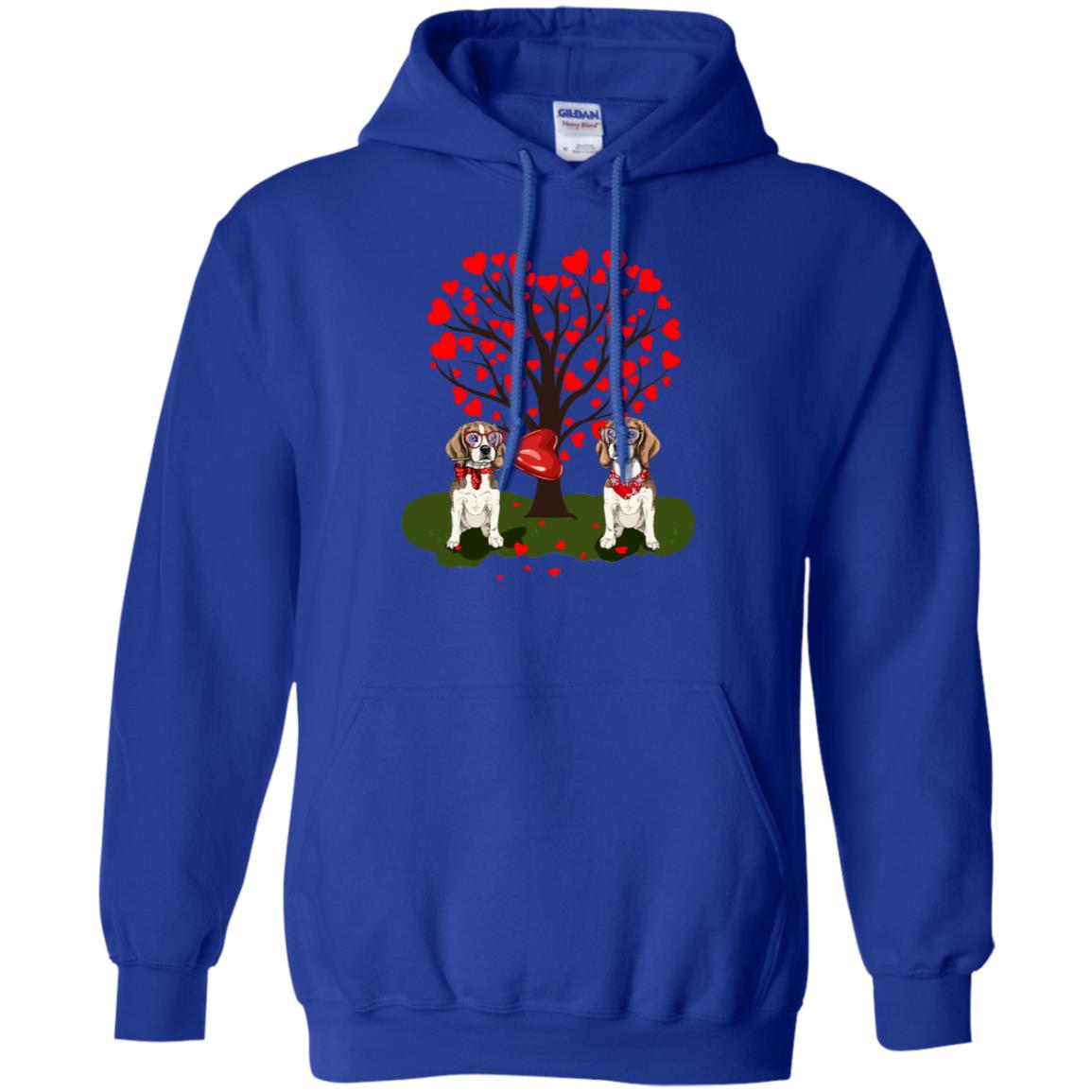 Valentine Beagle Couple Heart Tree Shirt Royal