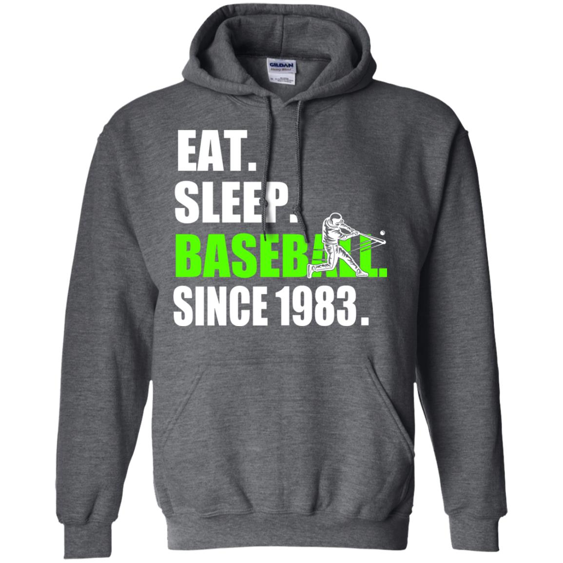 Eat Sleep Baseball Since 1983 35th Birthday Shirt Dark Heather