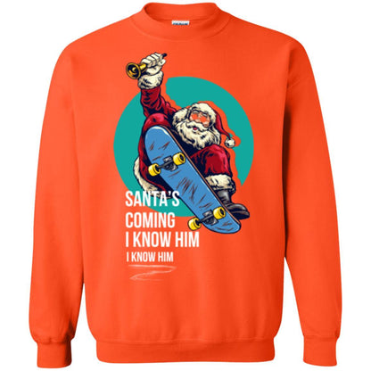 Christmas T-shirt Santa's Coming I Know Him Orange